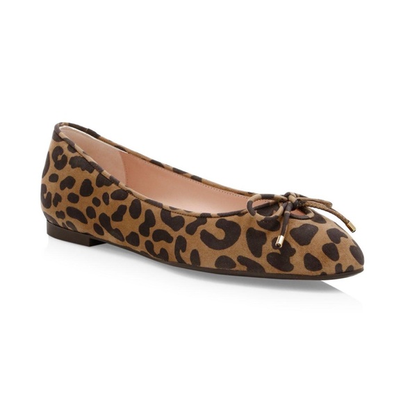 Stuart Weitzman Gabby Cheetah Print Bow Leather Ballet Flats - Picture 2 of 6